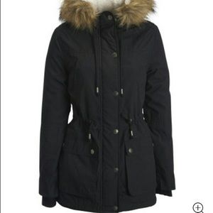 Aeropostale Prince & Fox Black Sherpa Lined Winter Parka Coat